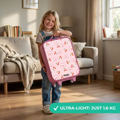 Roze met regenboog en kersen patroon Kinderkoffer - Roze klein -sfeer2_EN
