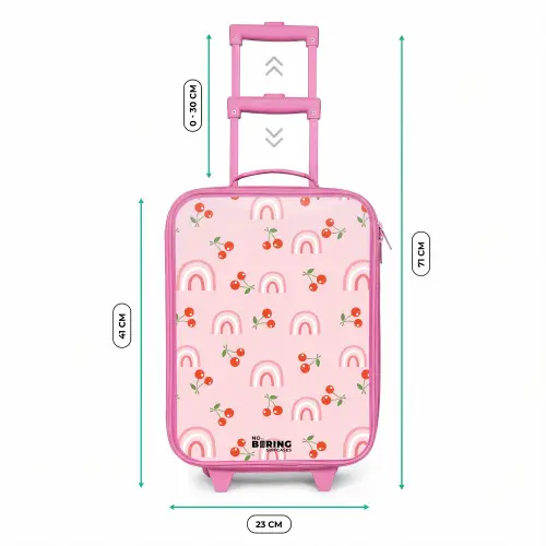 Roze met regenboog en kersen patroon Kinderkoffer - Roze klein -productfoto_formaten