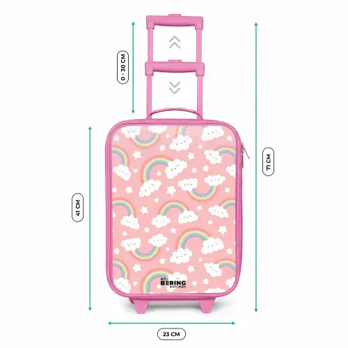 Roze met regenboog patroon Kinderkoffer - Roze klein -productfoto_formaten