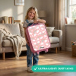 Roze met regenboog patroon Kinderkoffer - Roze klein -sfeer2_EN