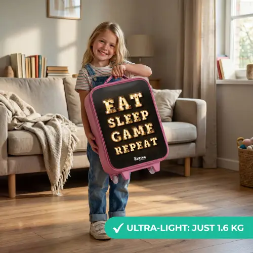 Qoute met licht Kinderkoffer - Roze klein -sfeer2_EN