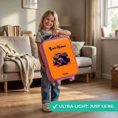 Rainbow Wheels Kinderkoffer - Roze klein -sfeer2_EN