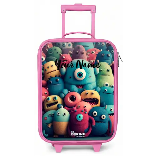Zachte en bolle monsters Kinderkoffer - Roze klein -zz3dotto