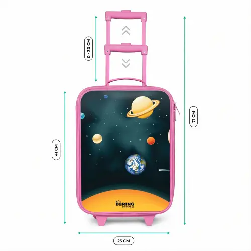 Ruimte met planeten Kinderkoffer - Roze klein -productfoto_formaten