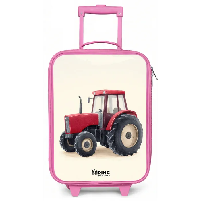 Tractor - Getekend - Rood Kinderkoffer - Roze klein -zz3dotto