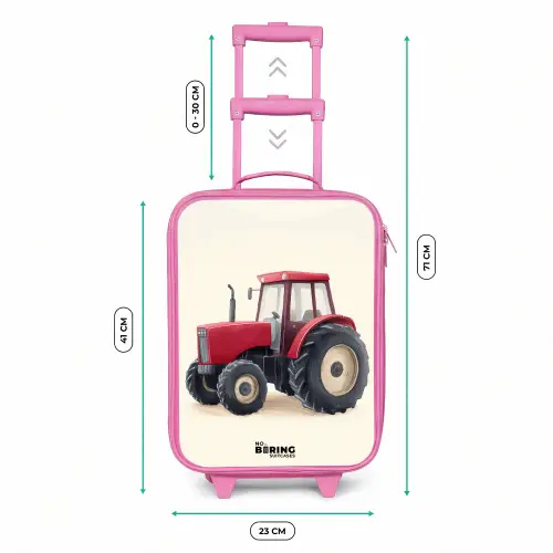 Tractor - Getekend - Rood Kinderkoffer - Roze klein -productfoto_formaten