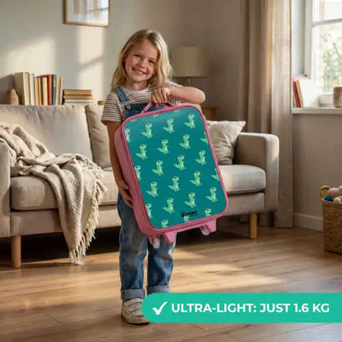 Tyranosaurus specs Kinderkoffer - Roze klein -sfeer2_EN