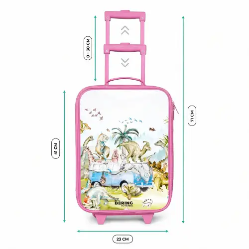 Busje met dino's Kinderkoffer - Roze klein -productfoto_formaten