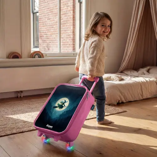 Heks in Maanlichtvlucht Kinderkoffer - Roze klein -sfeer1