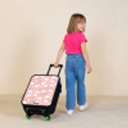 Roze met regenboog patroon Kinderkoffer - Zwart klein -sfeer1