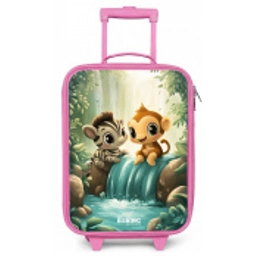 Zebra - Aapje - Waterval - Rotsen Kinderkoffer - Roze klein -zz3dotto
