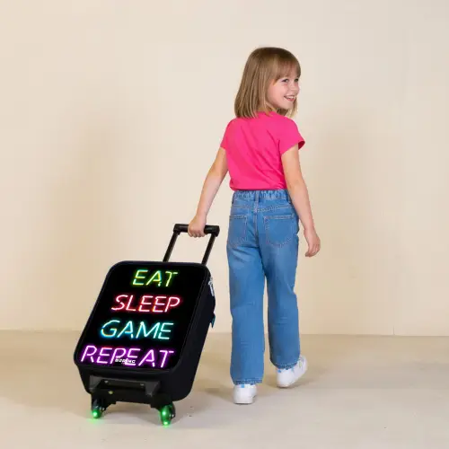 Qoute met neon lichten Kinderkoffer - Zwart klein -sfeer1