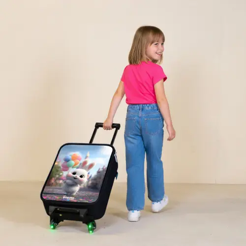 Konijn - Ballonnen Kinderkoffer - Zwart klein -sfeer1