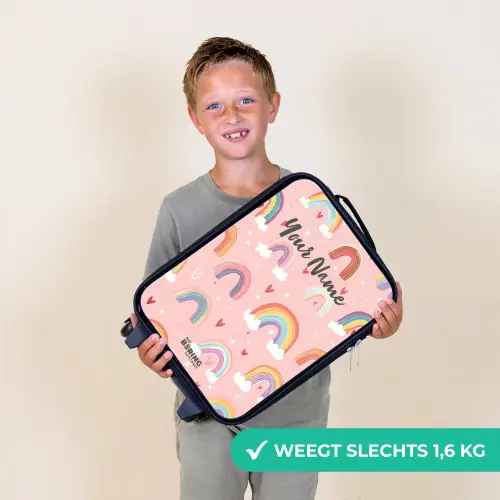 Regenbogen op een roze achtergrond Kinderkoffer - Zwart klein -sfeer4_NL