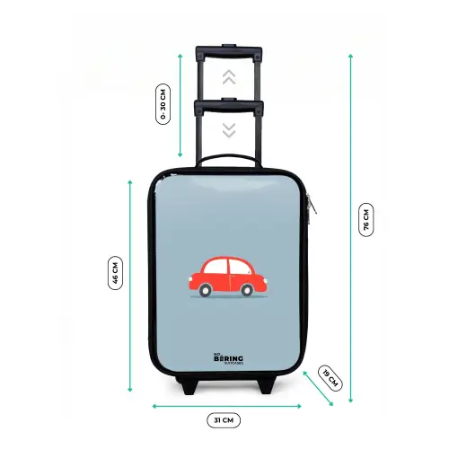 Rode auto blauwe achtergrond Kinderkoffer - Zwart klein -productfoto_formaten