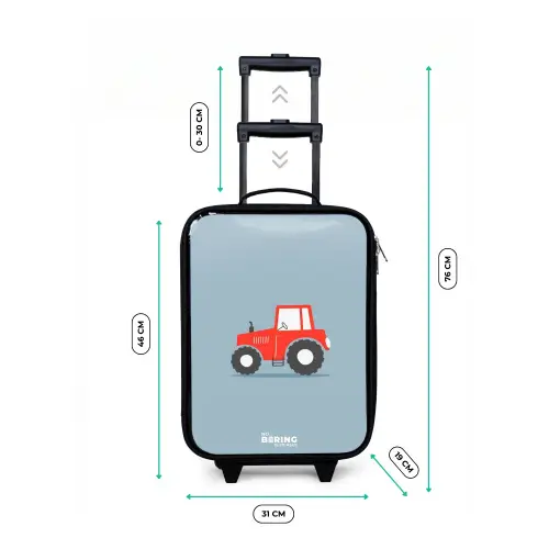 Rode trekker blauwe achtergrond Kinderkoffer - Zwart klein -productfoto_formaten