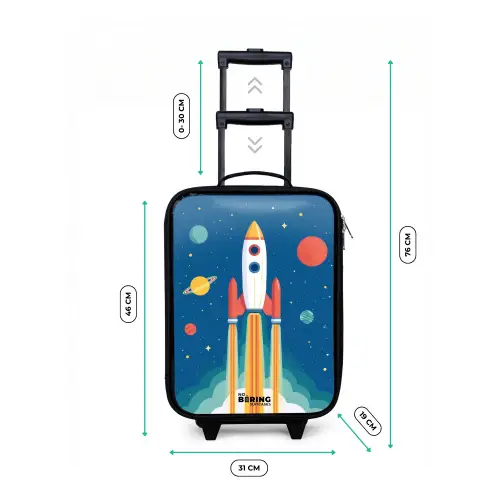 Raket - Planeet - Sterren - Veelkleurig Kinderkoffer - Zwart klein -productfoto_formaten