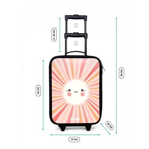 Ronde zon met gezicht Kinderkoffer - Zwart klein -productfoto_formaten