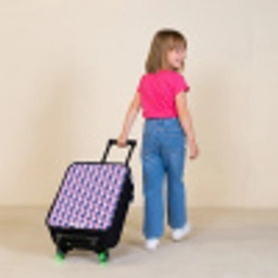 Schubben - Patroon - Blauw - Roze Kinderkoffer - Zwart klein -sfeer1