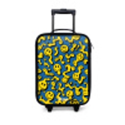 Smiley - Blauw - Geel Kinderkoffer - Zwart klein -3d