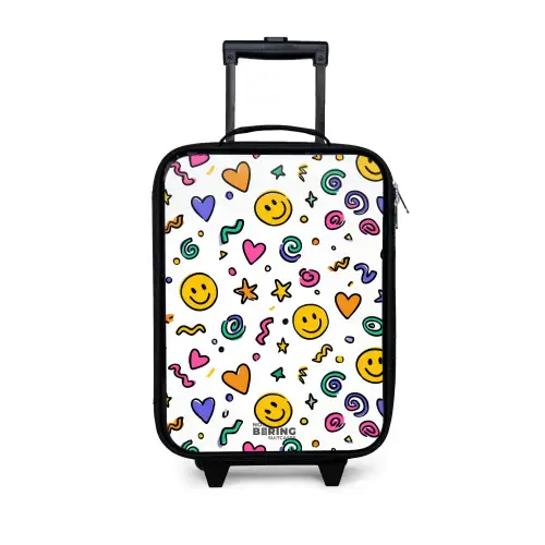 Smiley - Hartje - Ster Kinderkoffer - Zwart klein -3d