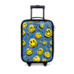 Smiley - Geel - Blauw Kinderkoffer - Zwart klein -3d