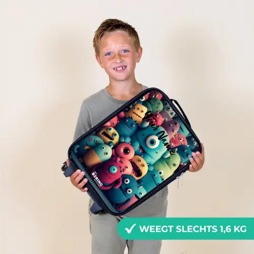 Zachte en bolle monsters Kinderkoffer - Zwart klein -sfeer4_NL