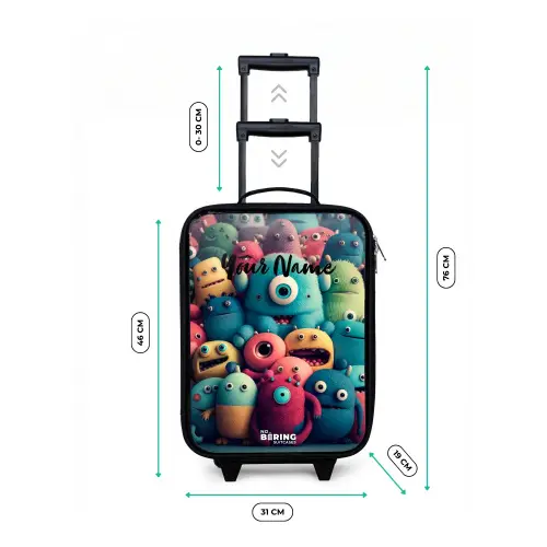 Zachte en bolle monsters Kinderkoffer - Zwart klein -productfoto_formaten