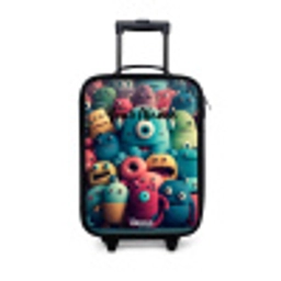 Zachte en bolle monsters Kinderkoffer - Zwart klein -3d
