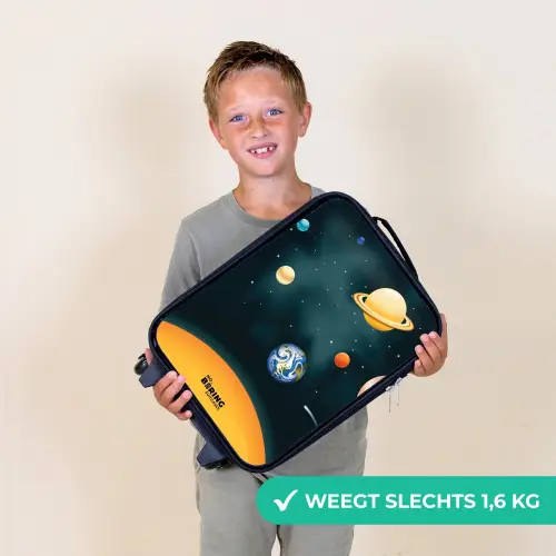 Ruimte met planeten Kinderkoffer - Zwart klein -sfeer4_NL