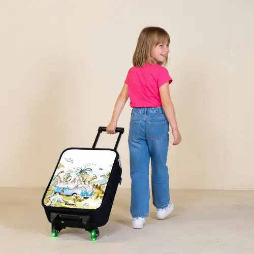 Busje met dino's Kinderkoffer - Zwart klein -sfeer1