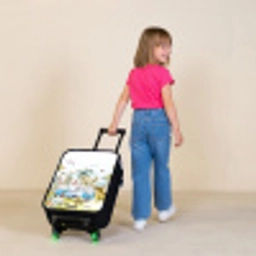 Busje met dino's Kinderkoffer - Zwart klein -sfeer1