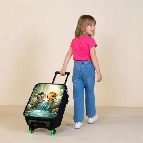 Zebra - Aapje - Waterval - Rotsen Kinderkoffer - Zwart klein -sfeer1