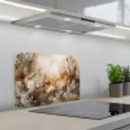 Abstract - Beige - Verf - Kunst - Natuur - Bloemen keuken achterwand spatscherm klein -3d_schuin