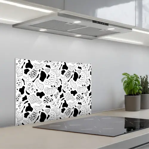 Abstract - Zwart - Wit - Diversiteit keuken achterwand spatscherm klein 900 -3d_schuin