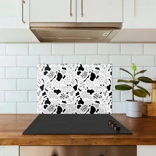 Abstract - Zwart - Wit - Diversiteit keuken achterwand spatscherm klein 900 -sfeer2