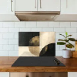Abstract - Cirkels - Zwart - Goud keuken achterwand spatscherm klein -sfeer2