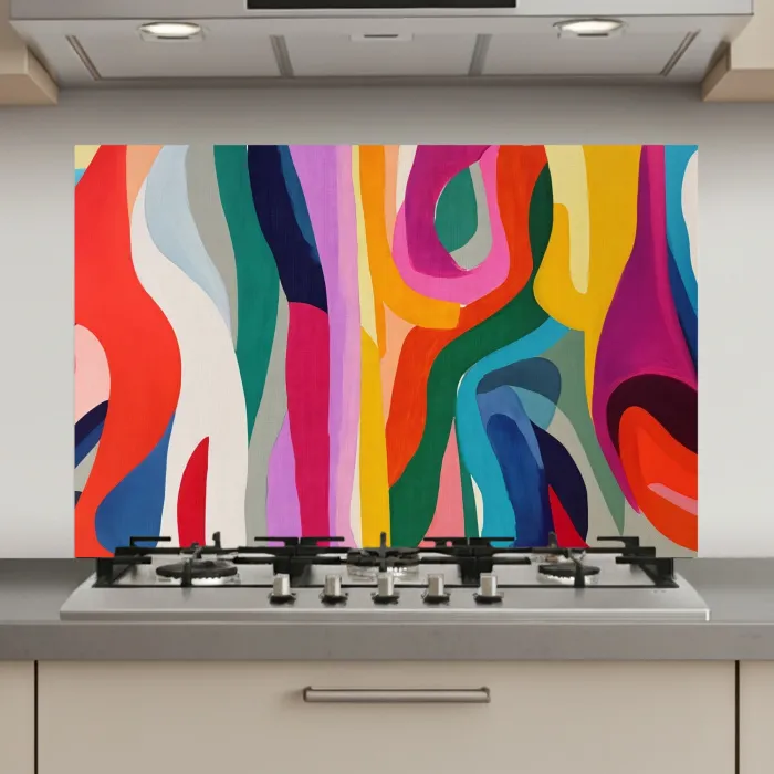 Abstract - Kleurrijk - Golven - Lijnen keuken achterwand spatscherm klein -3d_website