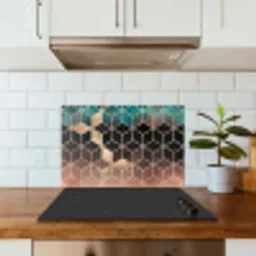Abstract - Kubus - Goud - Patronen - Luxe keuken achterwand spatscherm klein -sfeer2