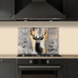 Abstract - Hert - Gewei - Goud keuken achterwand spatscherm klein -sfeer1