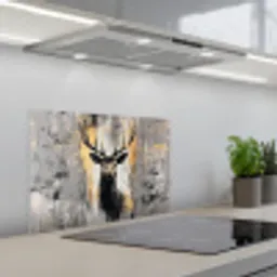 Abstract - Hert - Gewei - Goud keuken achterwand spatscherm klein -3d_schuin