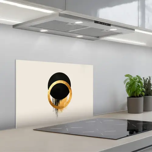 Abstract ontwerp - Zwarte cirkel - Verfvlekken keuken achterwand spatscherm klein -3d_schuin