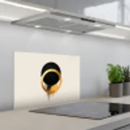 Abstract ontwerp - Zwarte cirkel - Verfvlekken keuken achterwand spatscherm klein -3d_schuin