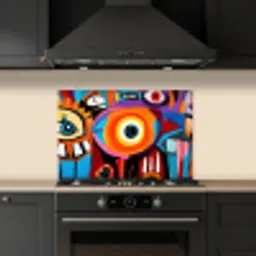 Abstract - Gezicht - Kleurrijk keuken achterwand spatscherm klein -sfeer1