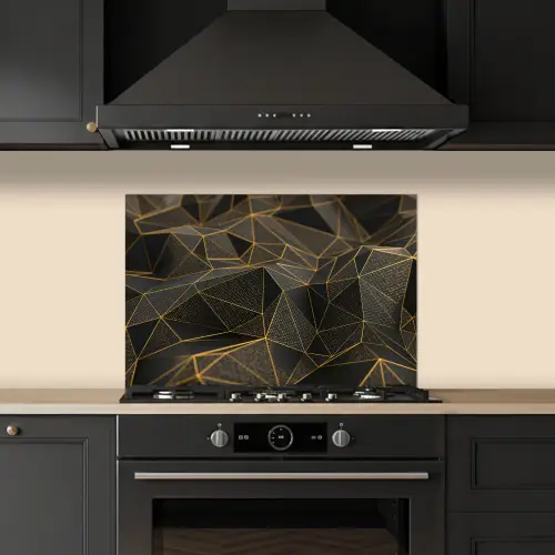 Abstract - Goud - 3D - Luxe - Kunst keuken achterwand spatscherm klein -sfeer1
