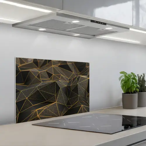 Abstract - Goud - 3D - Luxe - Kunst keuken achterwand spatscherm klein -3d_schuin