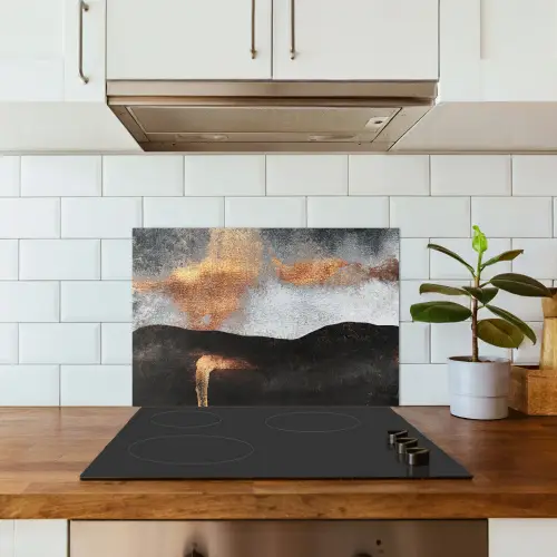 Abstract - Gold - Chic - Zwart - Grijs keuken achterwand spatscherm klein -sfeer2