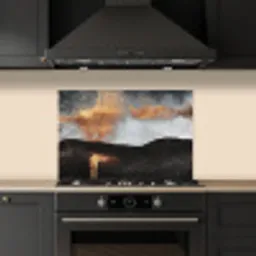 Abstract - Gold - Chic - Zwart - Grijs keuken achterwand spatscherm klein -sfeer1