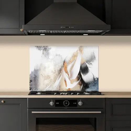 Abstract - Gold - Design - Luxe keuken achterwand spatscherm klein -sfeer1