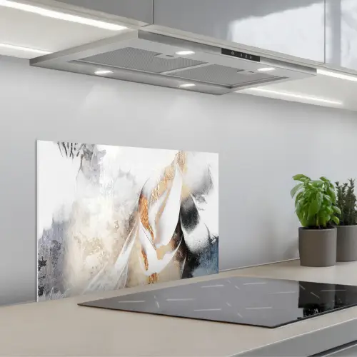 Abstract - Gold - Design - Luxe keuken achterwand spatscherm klein -3d_schuin